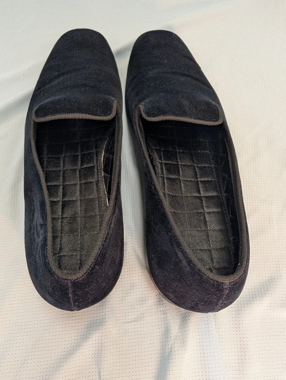 Vintage Brooks Brothers Men's Blue-Black Velvet Evening Slippers Size 11.5